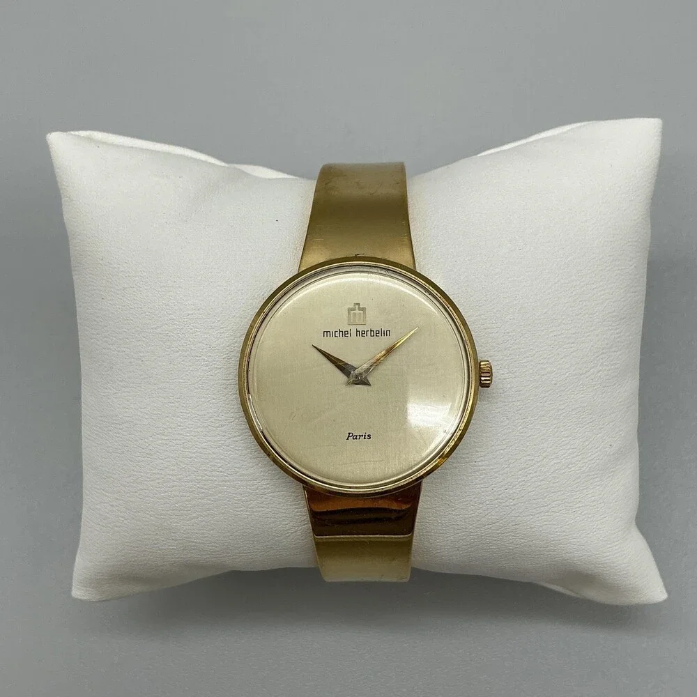Vintage Michel Herbelin Womens Watch 29mm Champagne Dial Gold Tone Manual 6.5